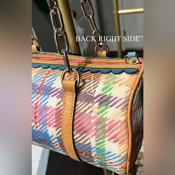 DOONEY & BOURKE VINTAGE Y2K MULTICOLOR PLAID PRINT BARREL BAG RARE - Picture 14 of 14